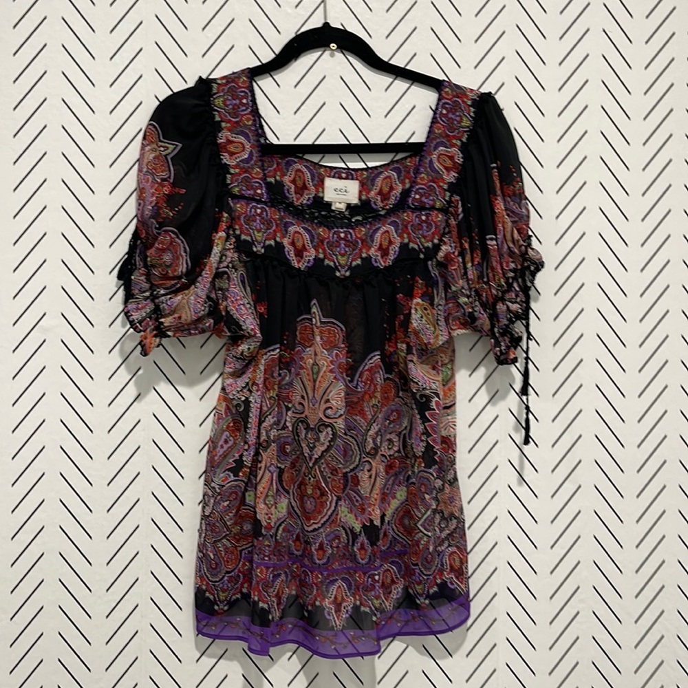 Eci New York Bohemian Sheer Top